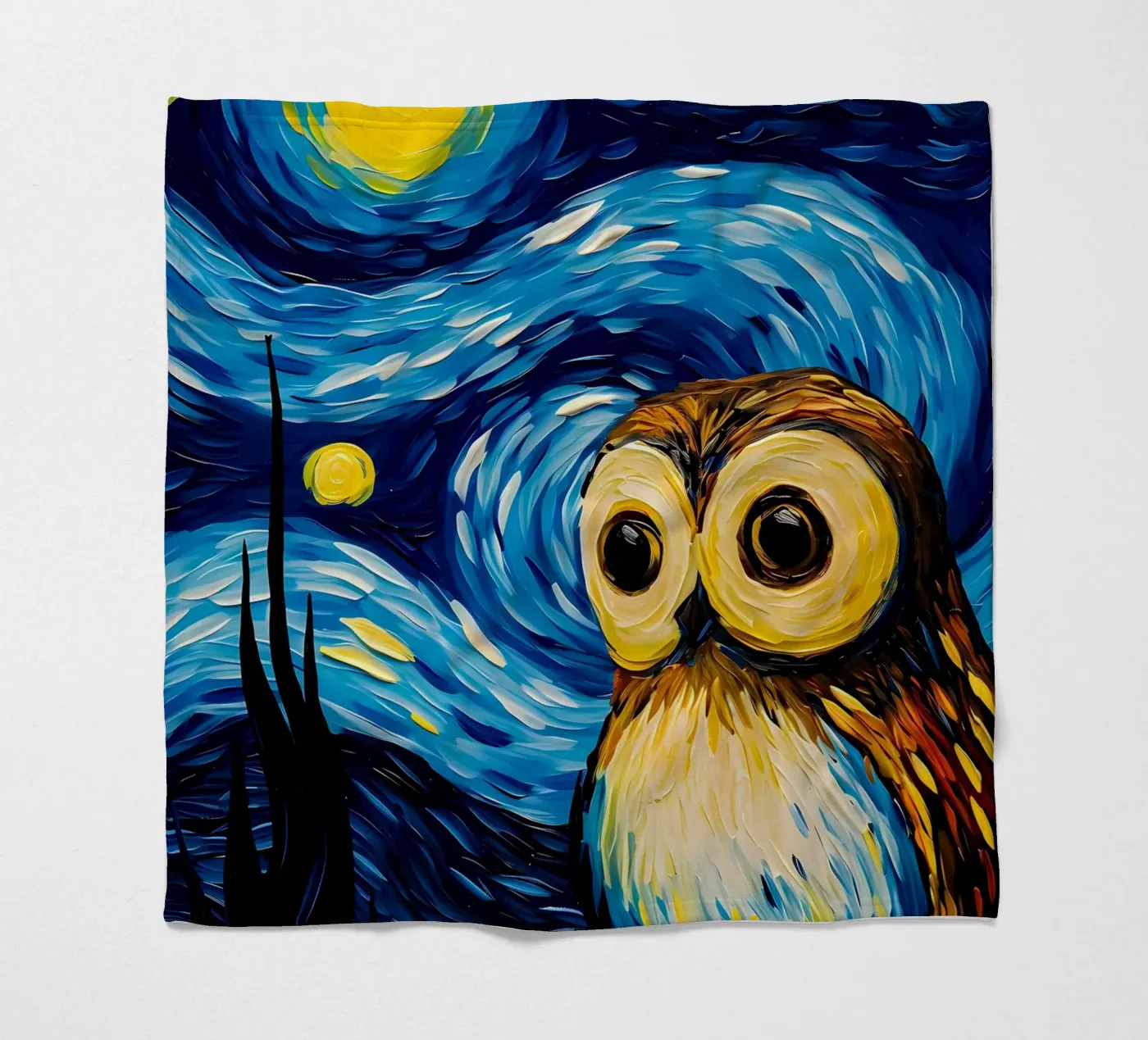 The Starry Night Owl Fleecedecke von Adrian Patel