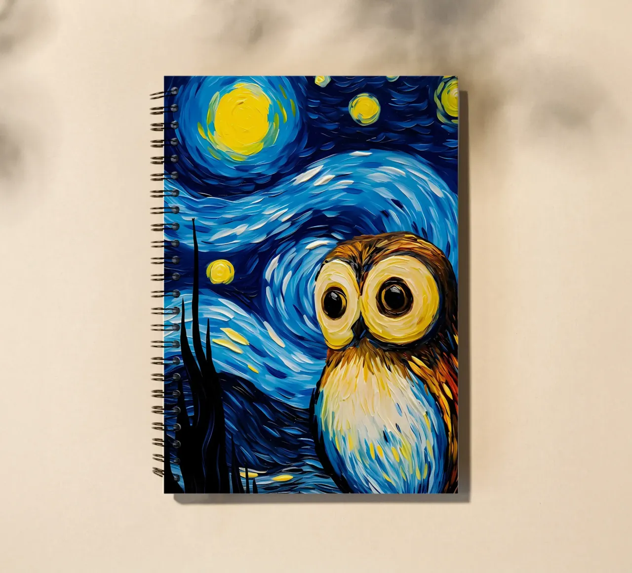 The Starry Night Owl spiral notebook by Adrian Patel