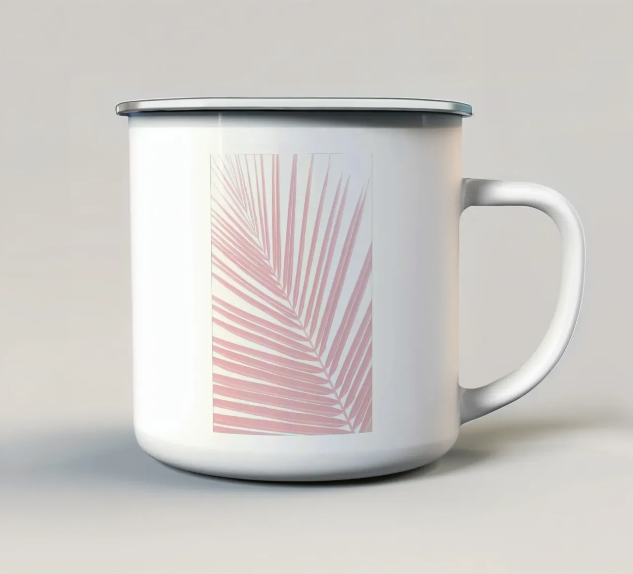 Foglia di palma rosa blush 1 tazza in smalto da Nicholas Campbell