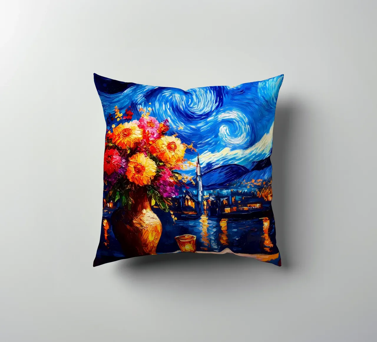 Fiori della notte stellata cuscino da Adrian Patel