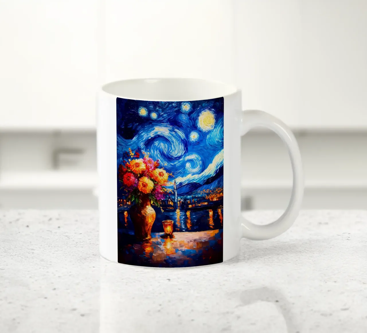 Fiori della notte stellata tazza in ceramica da Adrian Patel