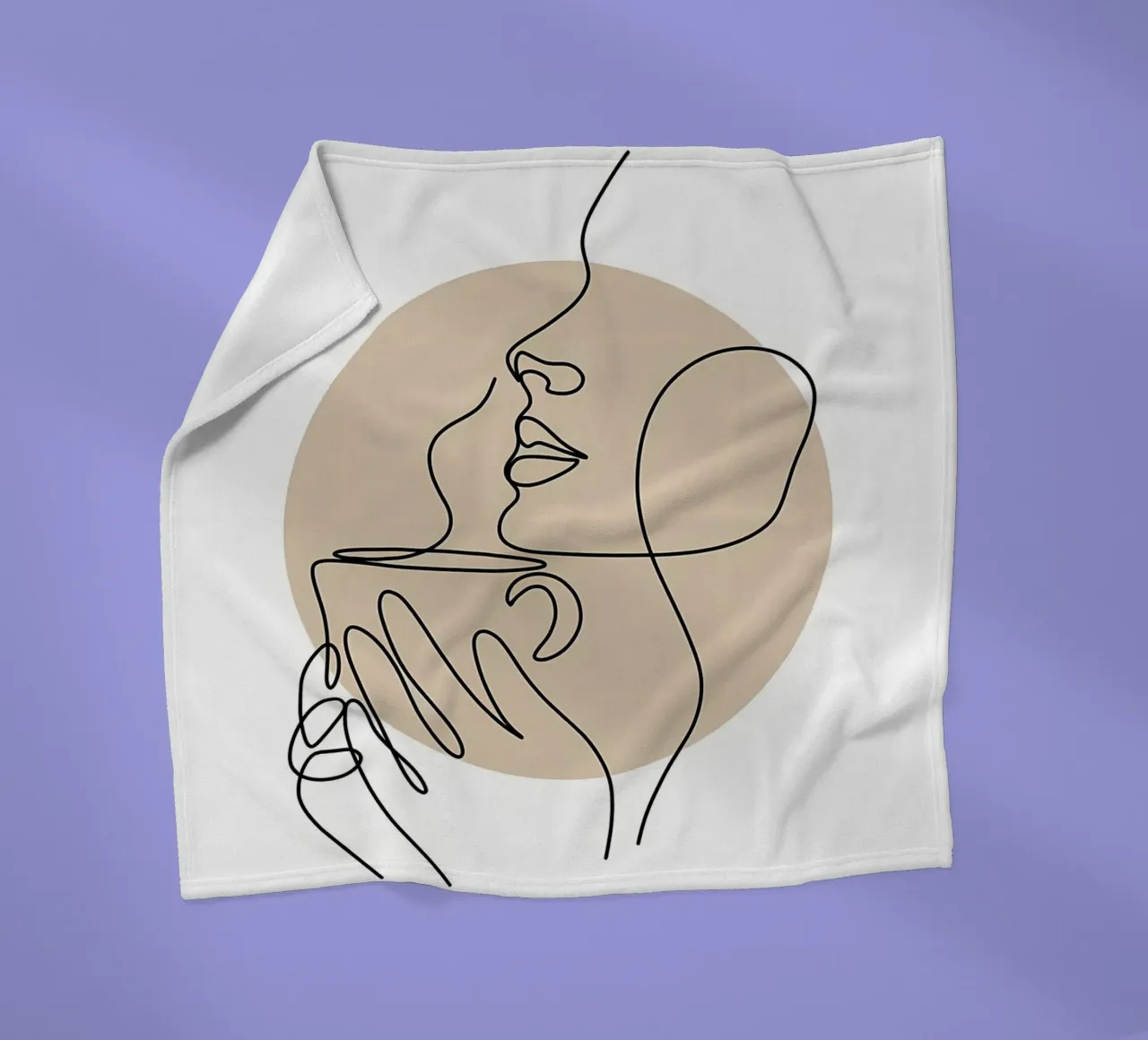 Coffee line art fleece blanket by Aiden Garcia