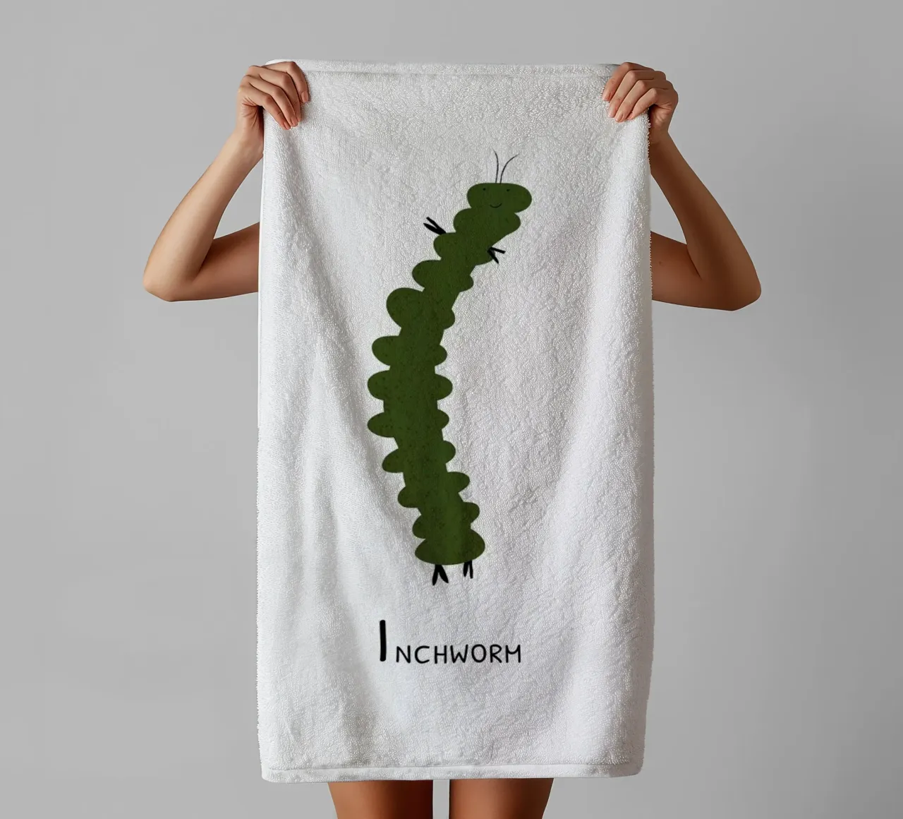 I for Inchworm asciugamano da bagno da Little Flourishes