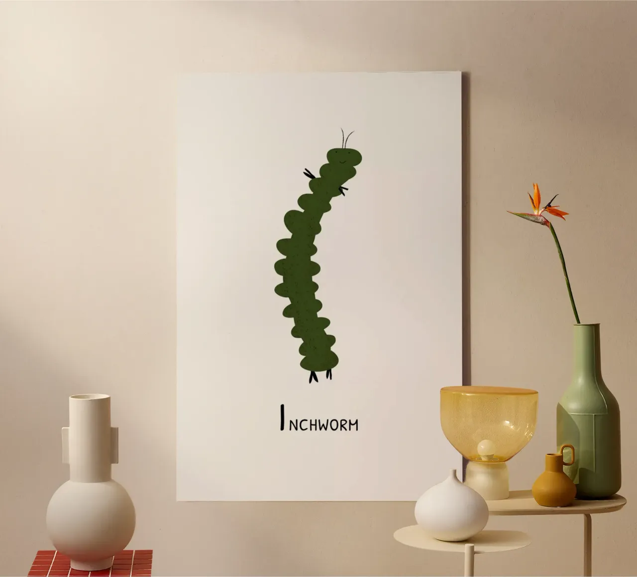 I for Inchworm tela con Cornice a cassetta da Little Flourishes