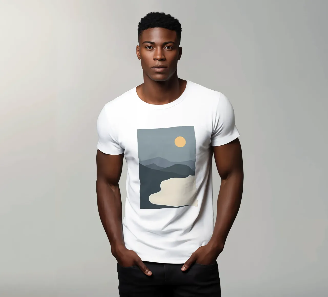 Modern landscape art t-shirt by Bartosz Powalka