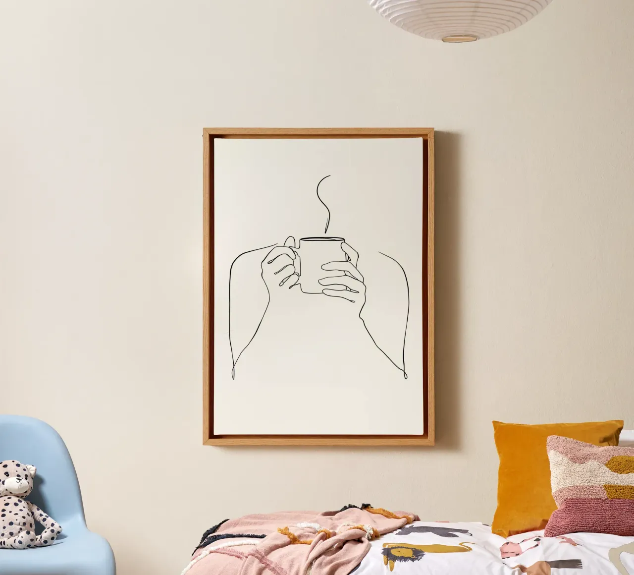 One Line Thee canvas met Baklijst van Aiden Garcia