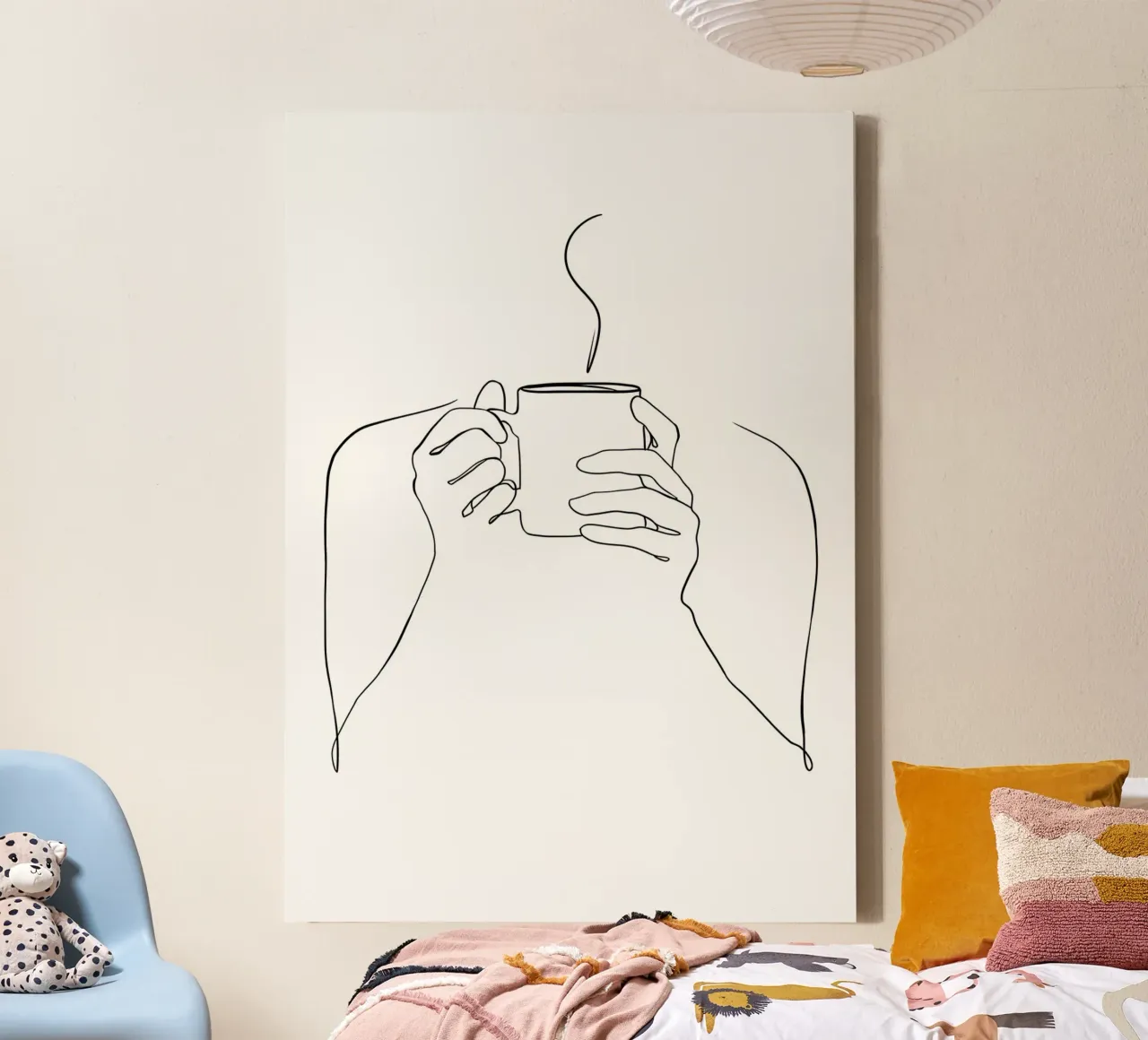 One Line Thee canvas met Baklijst van Aiden Garcia