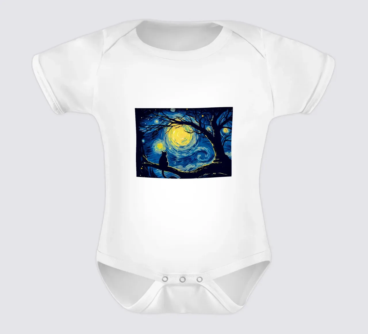 Cat Vangogh body neonato maniche corte da Adrian Patel