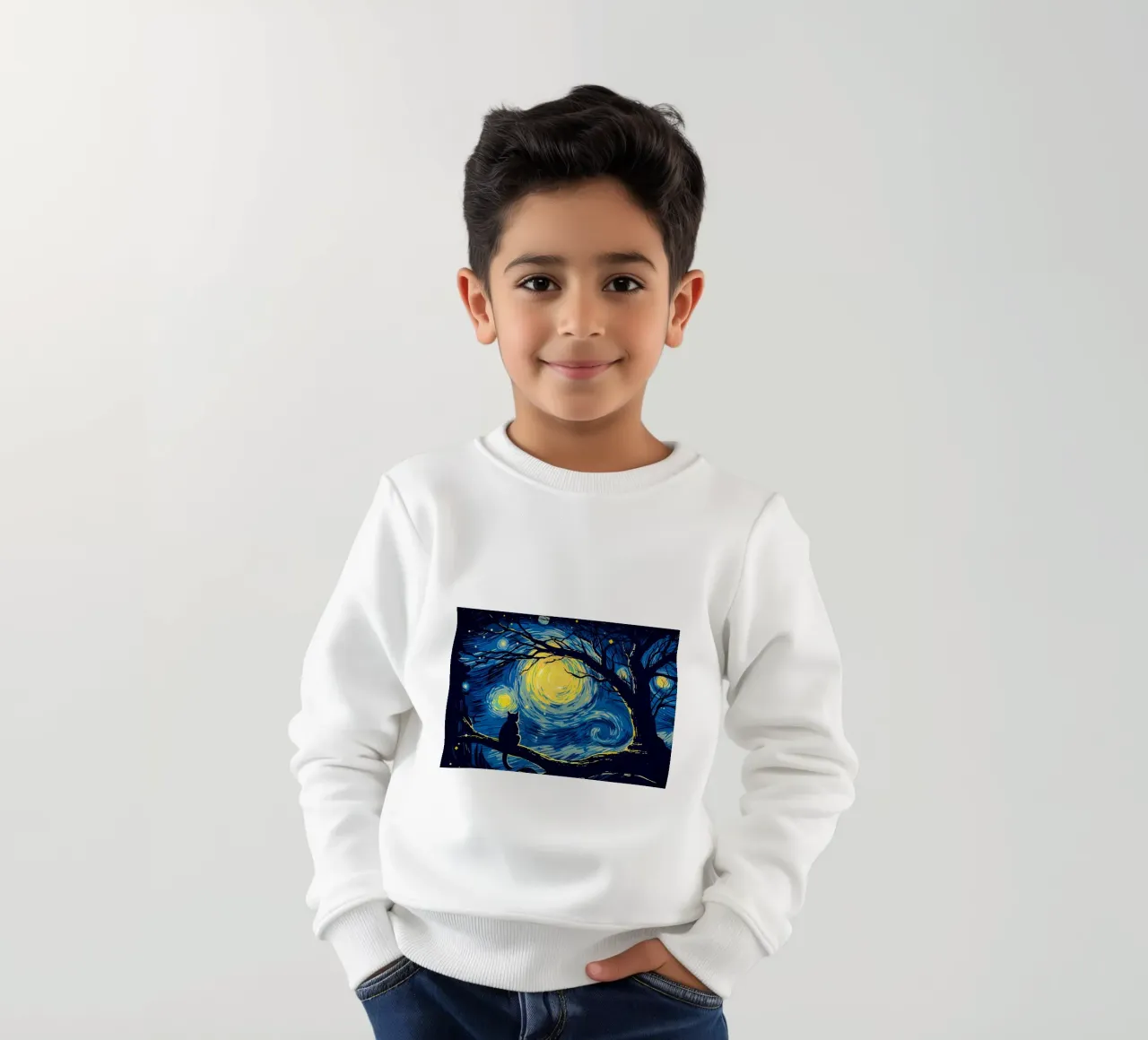 Cat Vangogh felpa bambino da Adrian Patel