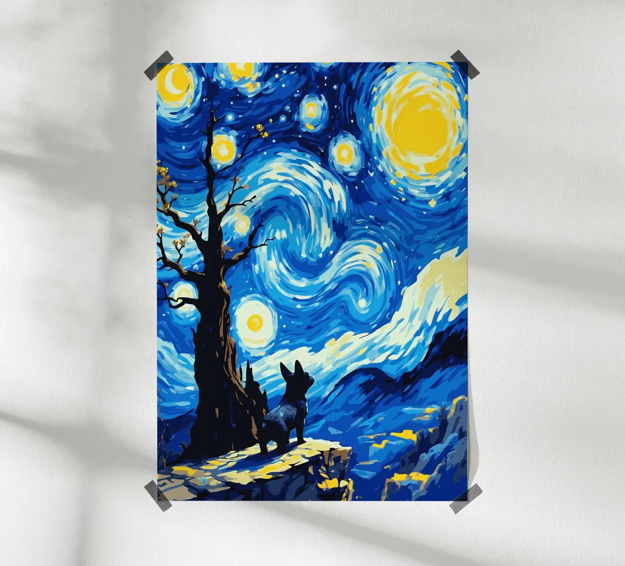 Notte stellata con cane poster da Adrian Patel