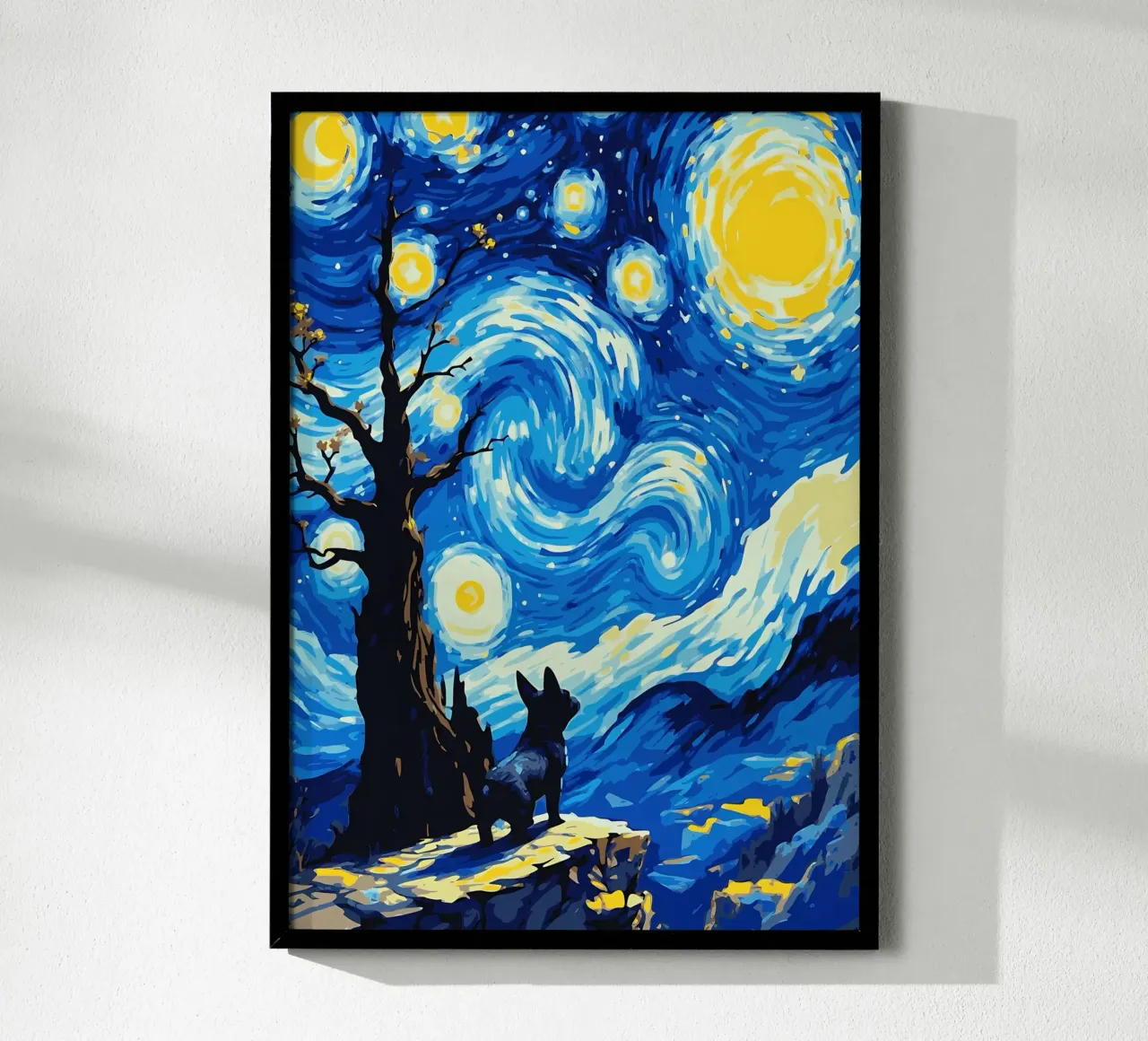 Notte stellata con cane poster da Adrian Patel