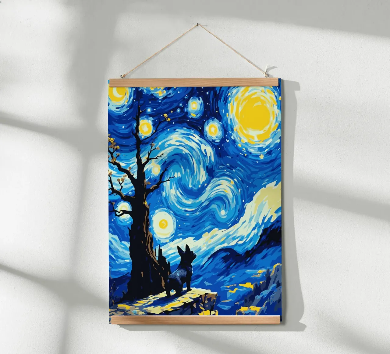 Notte stellata con cane poster da Adrian Patel