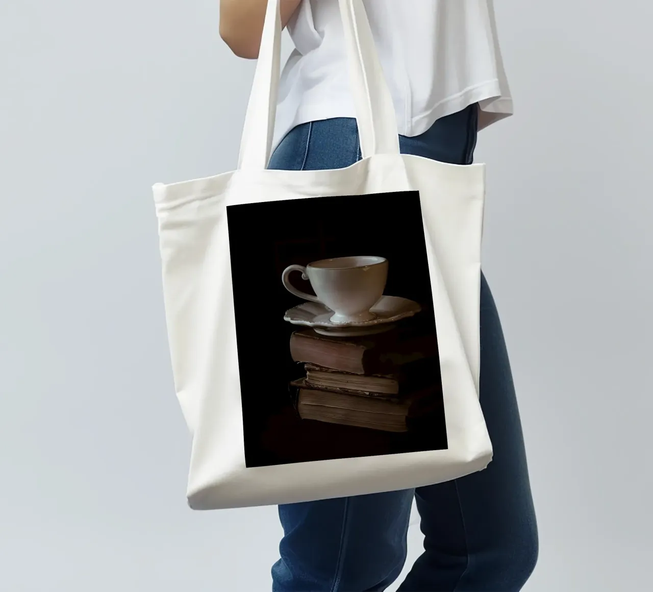Cup and books tote bag by Aiden Garcia