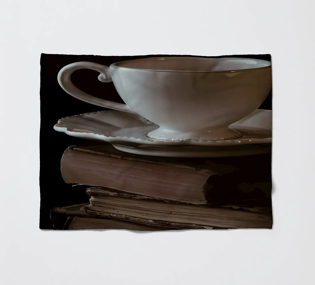 Cup and books fleece blanket by Aiden Garcia
