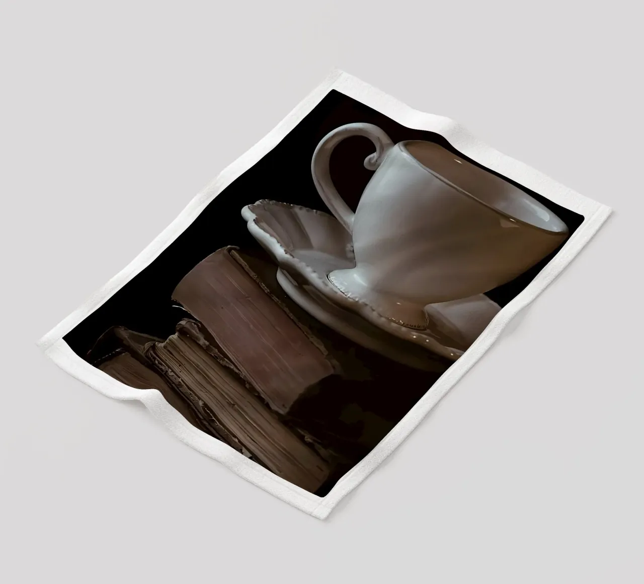 Cup and books fleece blanket by Aiden Garcia