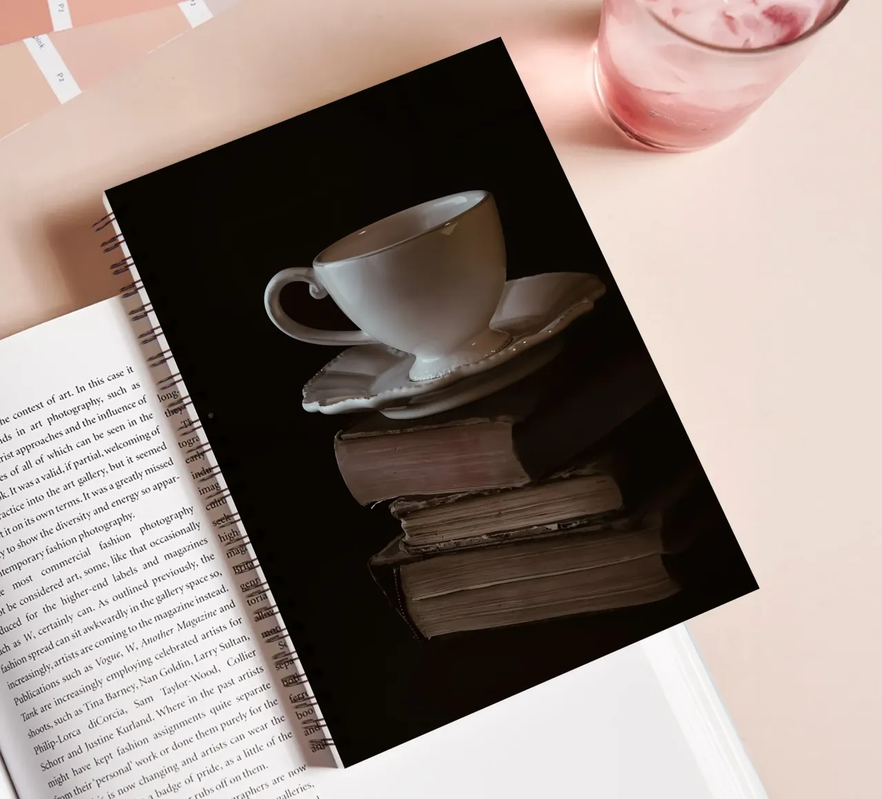 Cup and books spiral notebook by Aiden Garcia