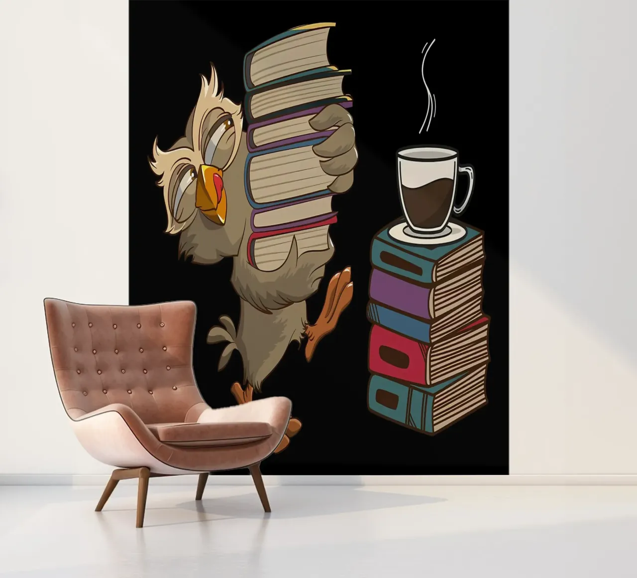 Coffee Owl Book Reading photo wallpaper by Aiden Garcia