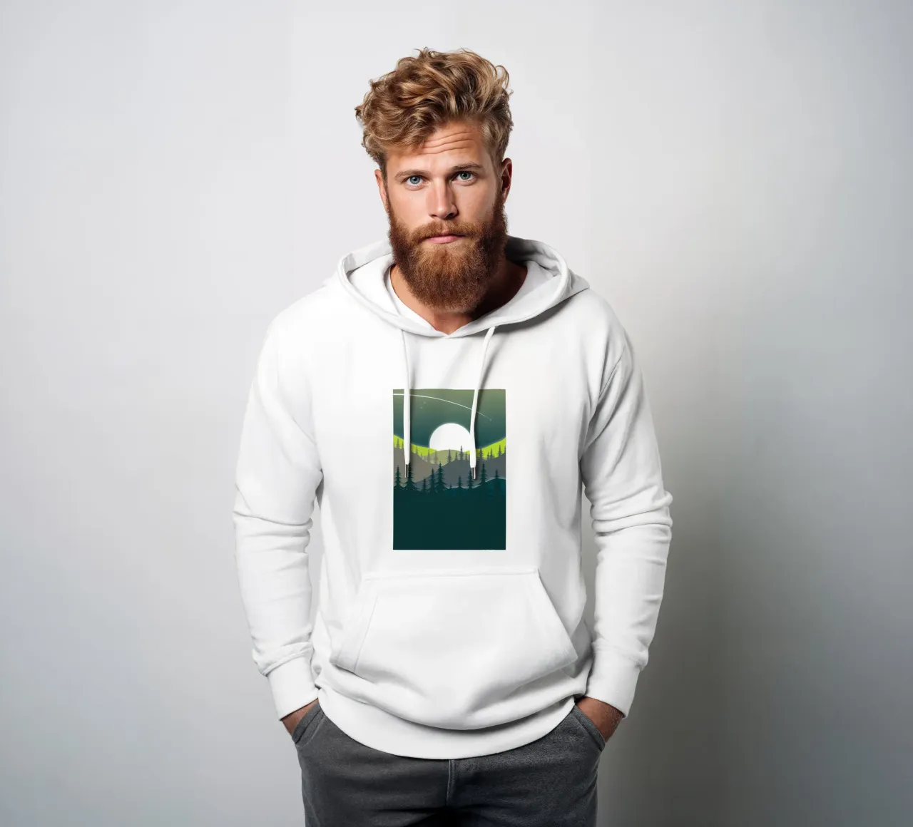 Paesaggio verde felpa con cappuccio da Bartosz Powalka