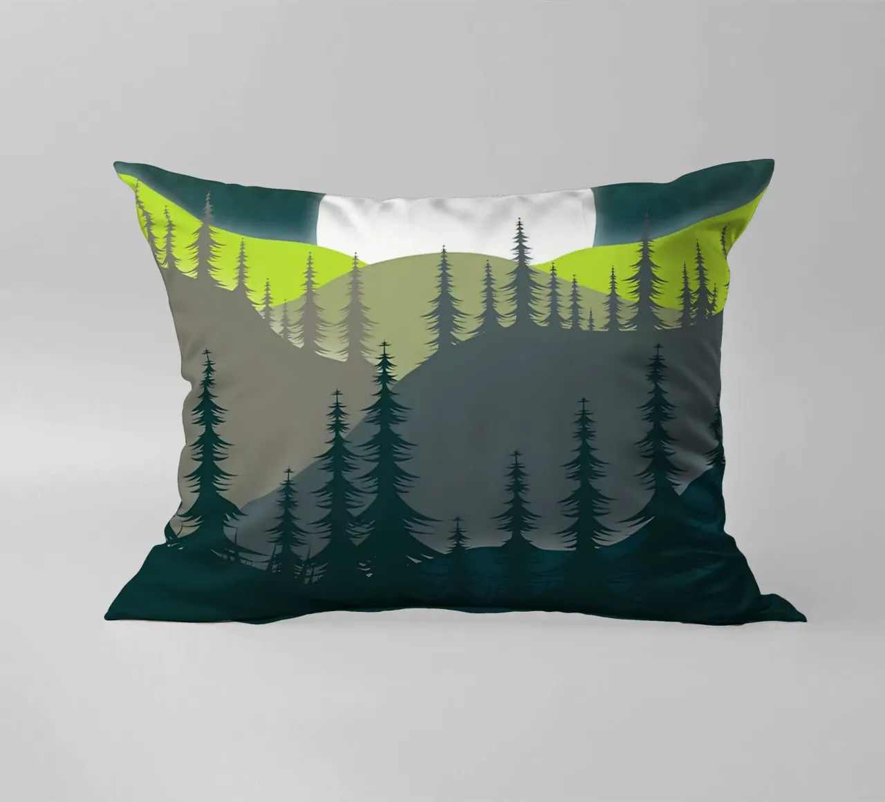Green Landscape decorative cushion by Bartosz Powalka