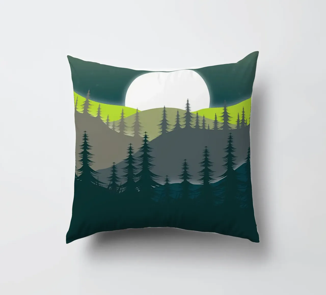 Green Landscape decorative cushion by Bartosz Powalka