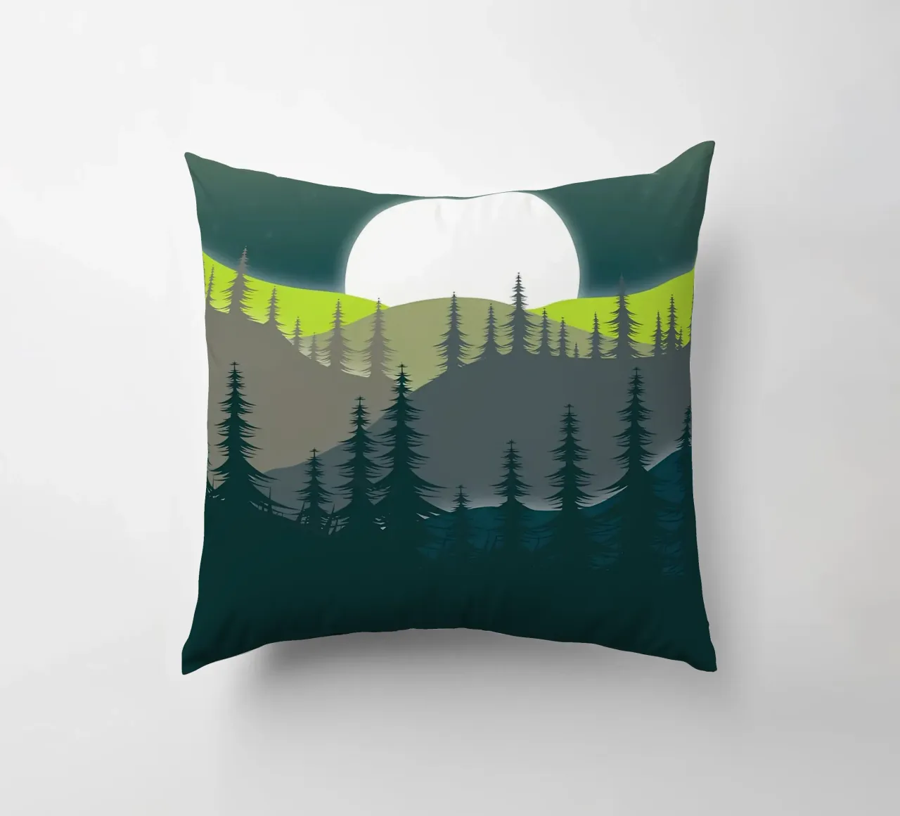 Green Landscape decorative cushion by Bartosz Powalka