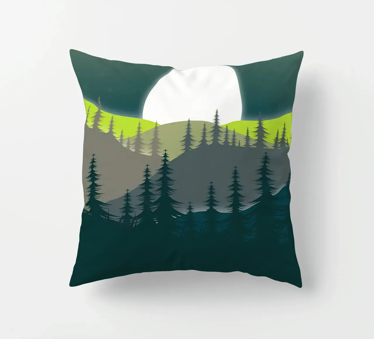 Green Landscape decorative cushion by Bartosz Powalka