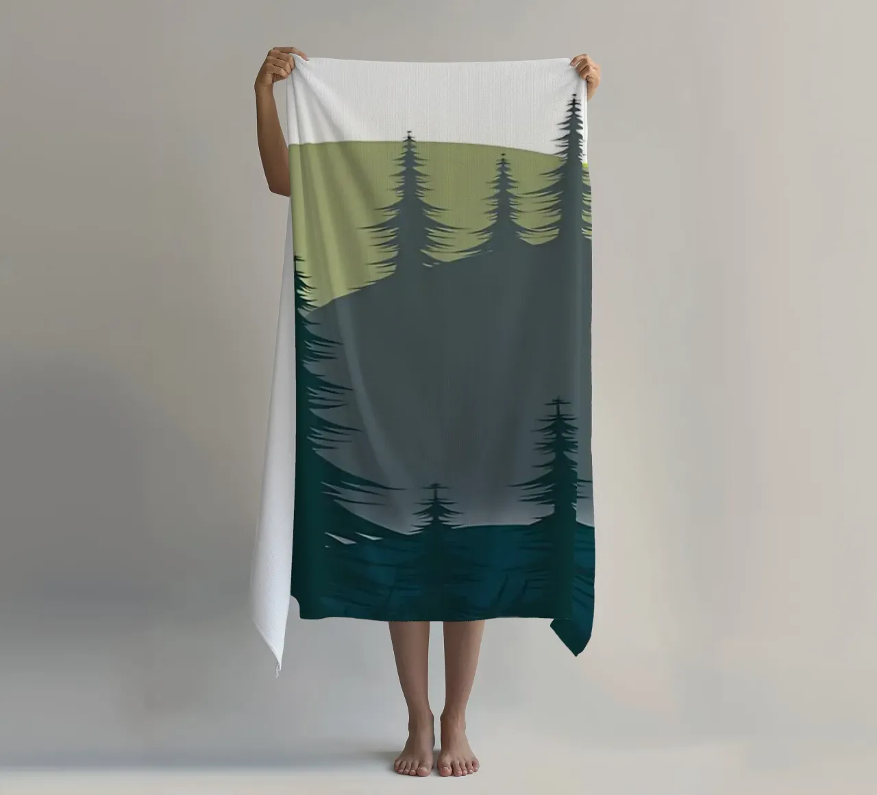 Green Landscape beach towel by Bartosz Powalka
