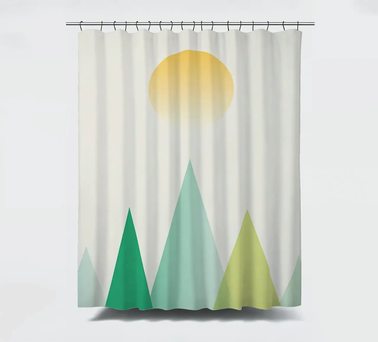 Abstract green mountains shower curtain by Bartosz Powalka