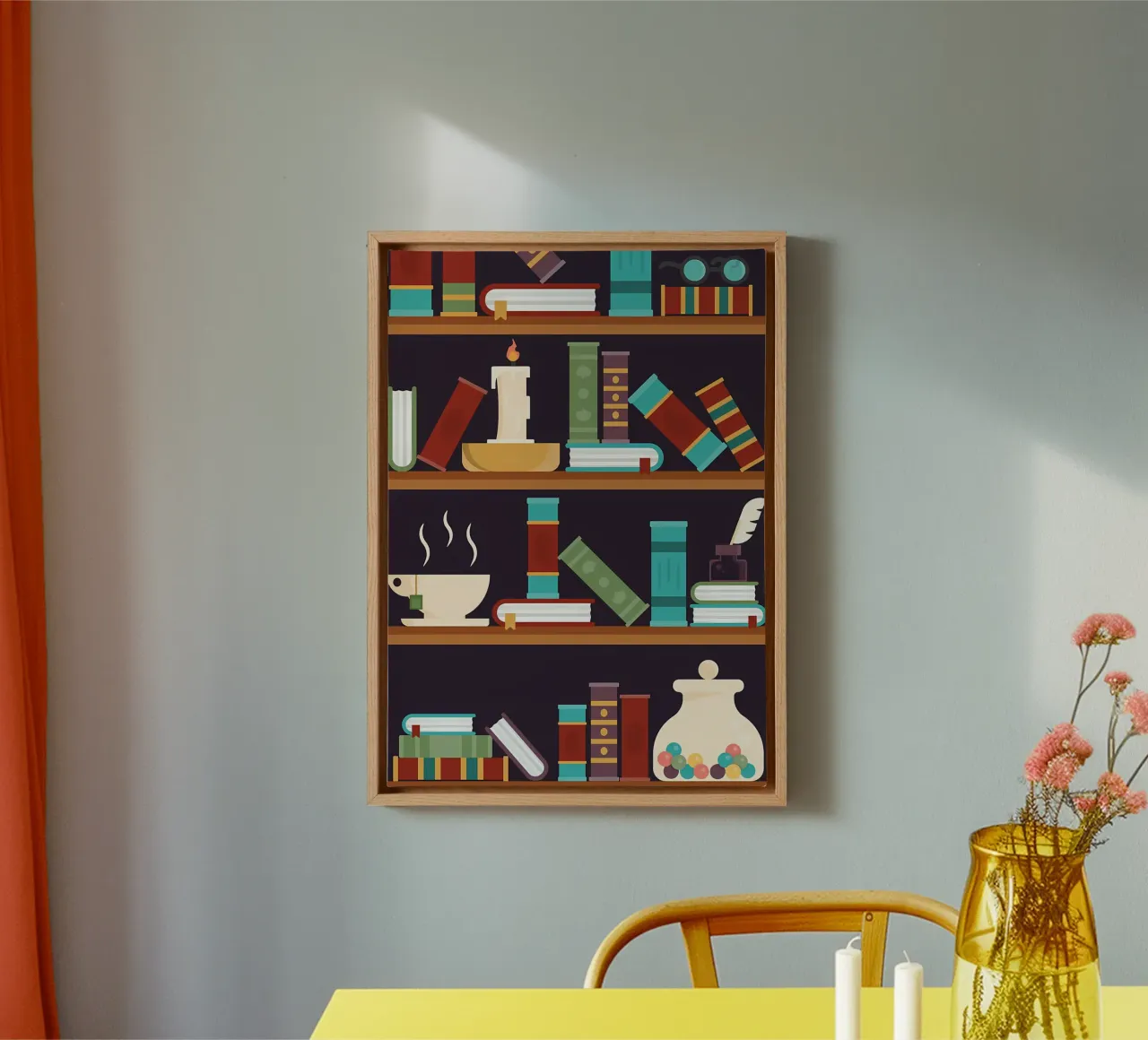 Mystical Library canvas with Floater frame by Aiden Garcia