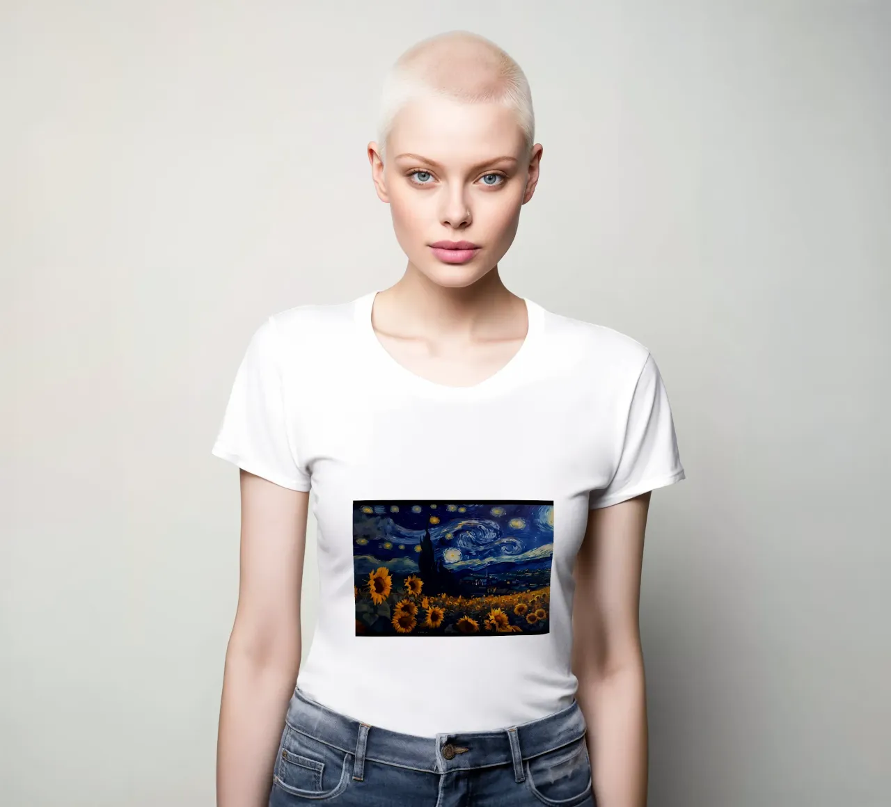 vangogh zonnebloem dames t-shirt getailleerd van Adrian Patel