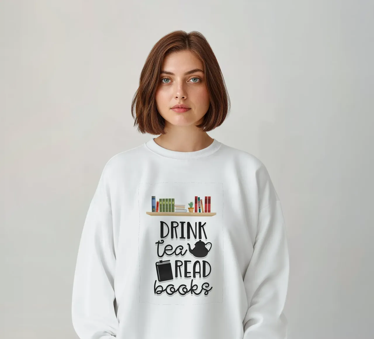 Drink tea read books sweatshirt by Aiden Garcia