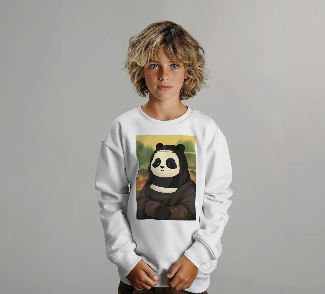 Panda in Monalisa Style felpa bambino da Adrian Patel