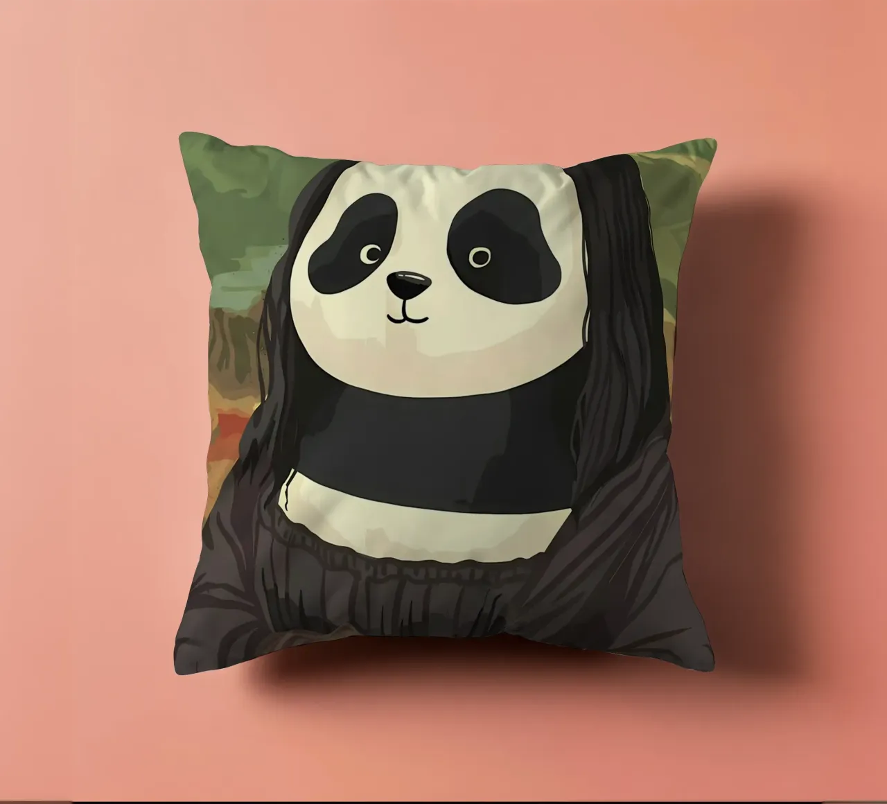 Panda in Monalisa Style cuscino da Adrian Patel