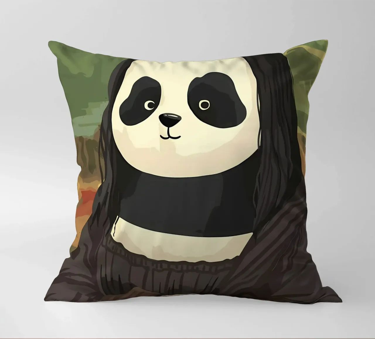 Panda in Monalisa Style cuscino da Adrian Patel