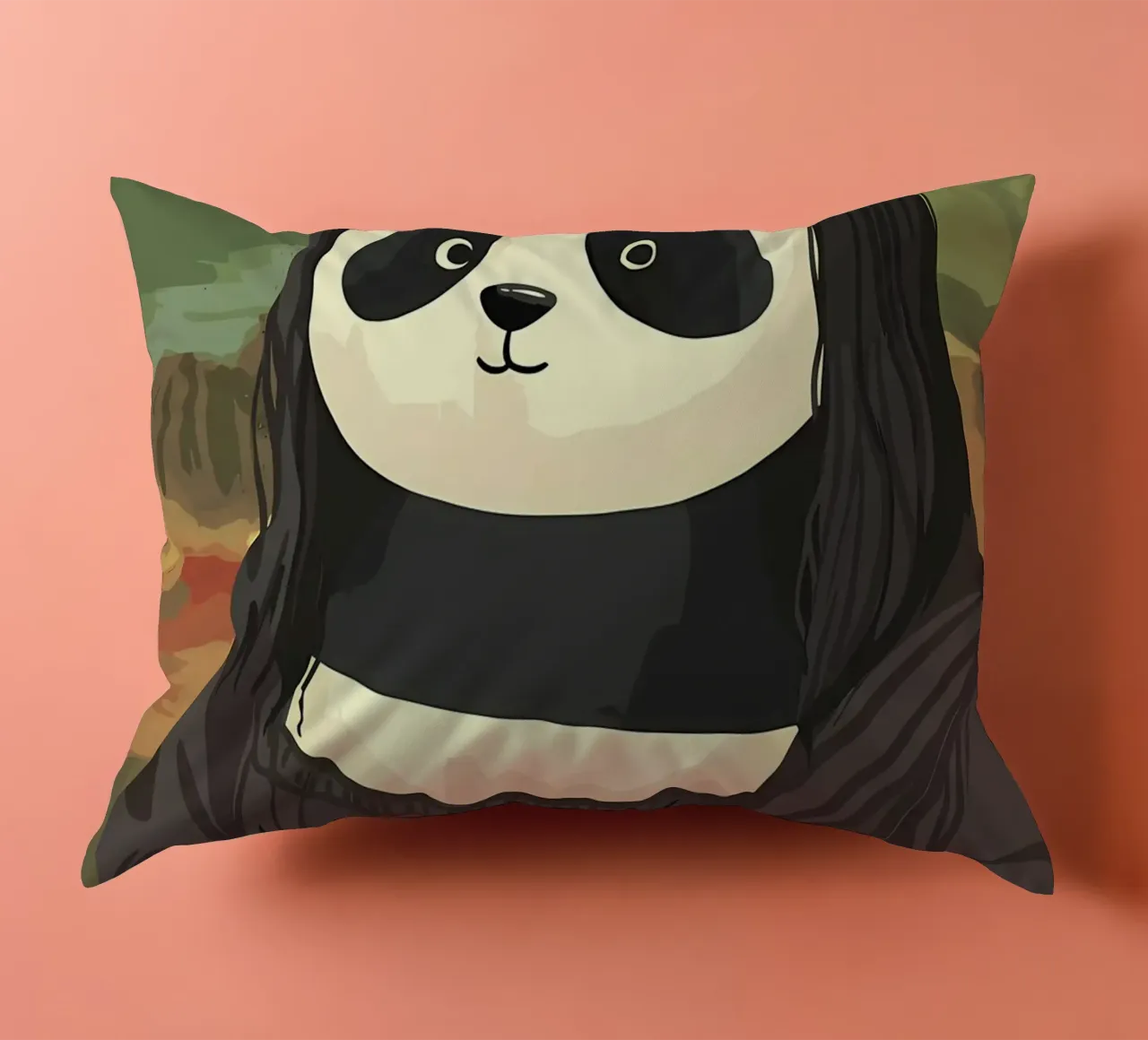 Panda in Monalisa Style cuscino da Adrian Patel