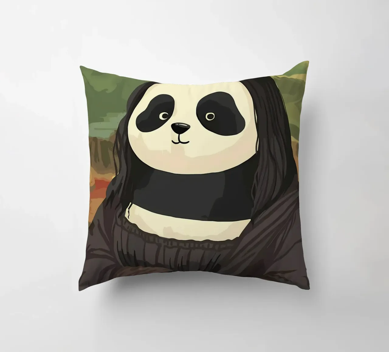 Panda in Monalisa Style cuscino da Adrian Patel