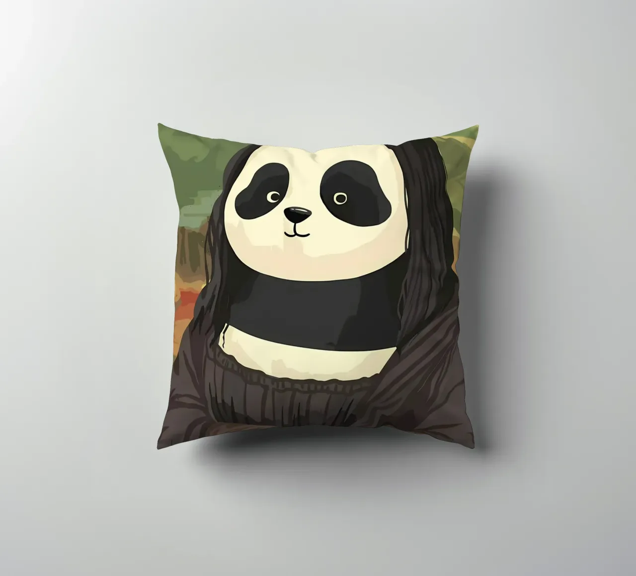 Panda in Monalisa Style cuscino da Adrian Patel
