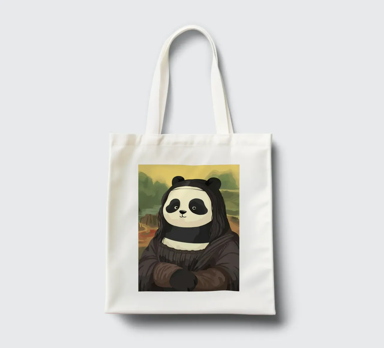 Panda in Monalisa Style borsa in juta da Adrian Patel