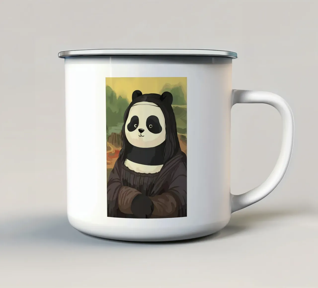 Panda in Monalisa Style tazza in smalto da Adrian Patel