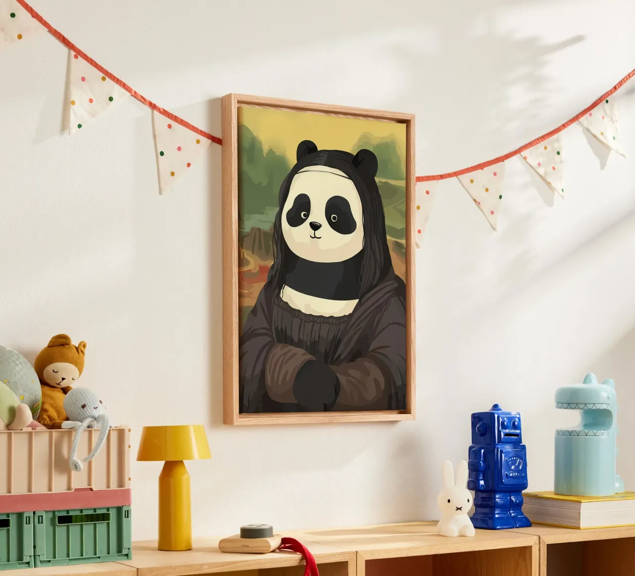 Panda in Monalisa Style canvas by Adrian Patel