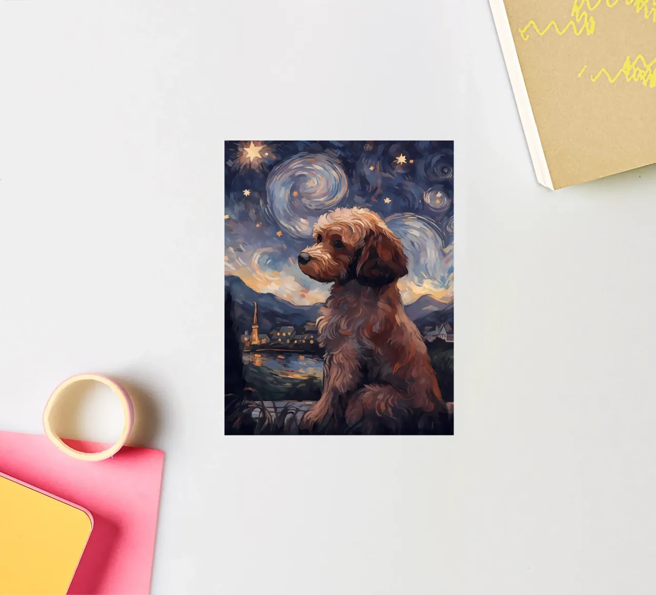 Cavoodle Starry Night sticker by Adrian Patel