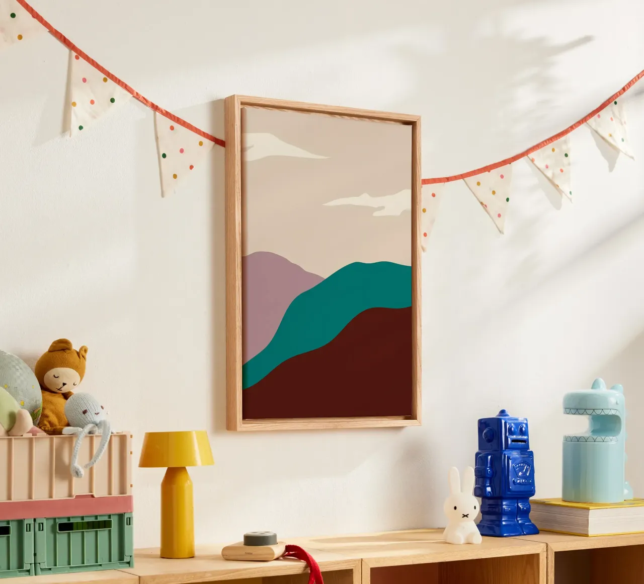 Vintage mountain layer canvas with Floater frame by Bartosz Powalka