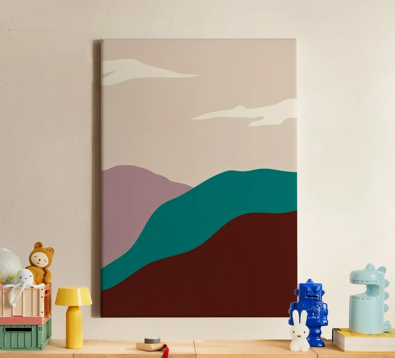 Vintage mountain layer canvas with Floater frame by Bartosz Powalka