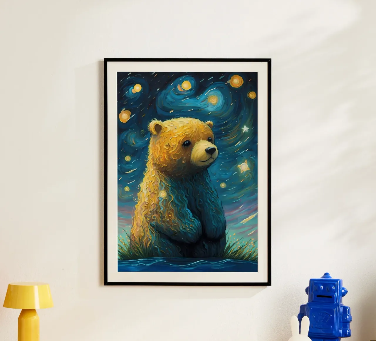 Orso immaginario poster con telaio in legno da Adrian Patel
