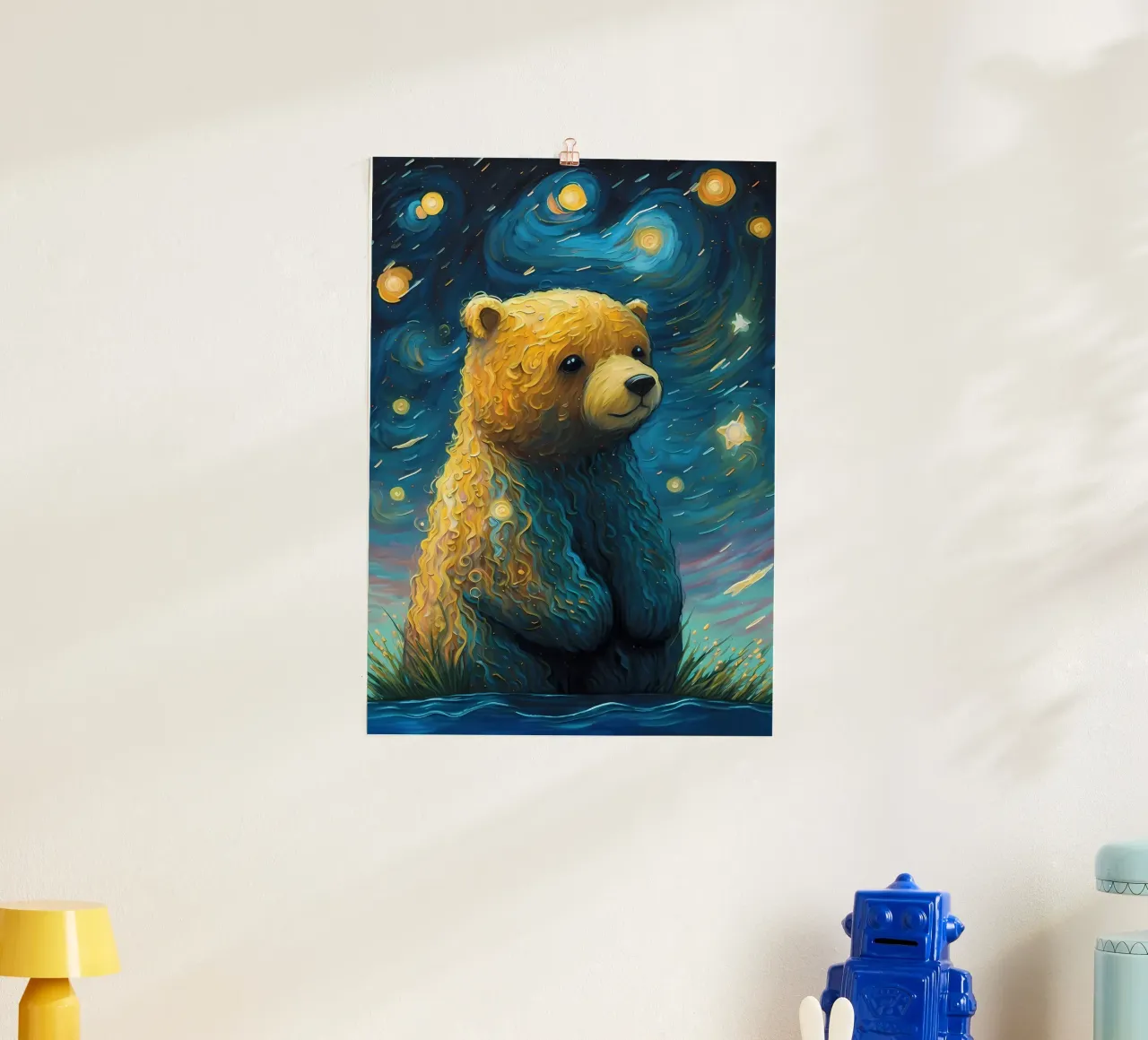 Orso immaginario poster con telaio in legno da Adrian Patel