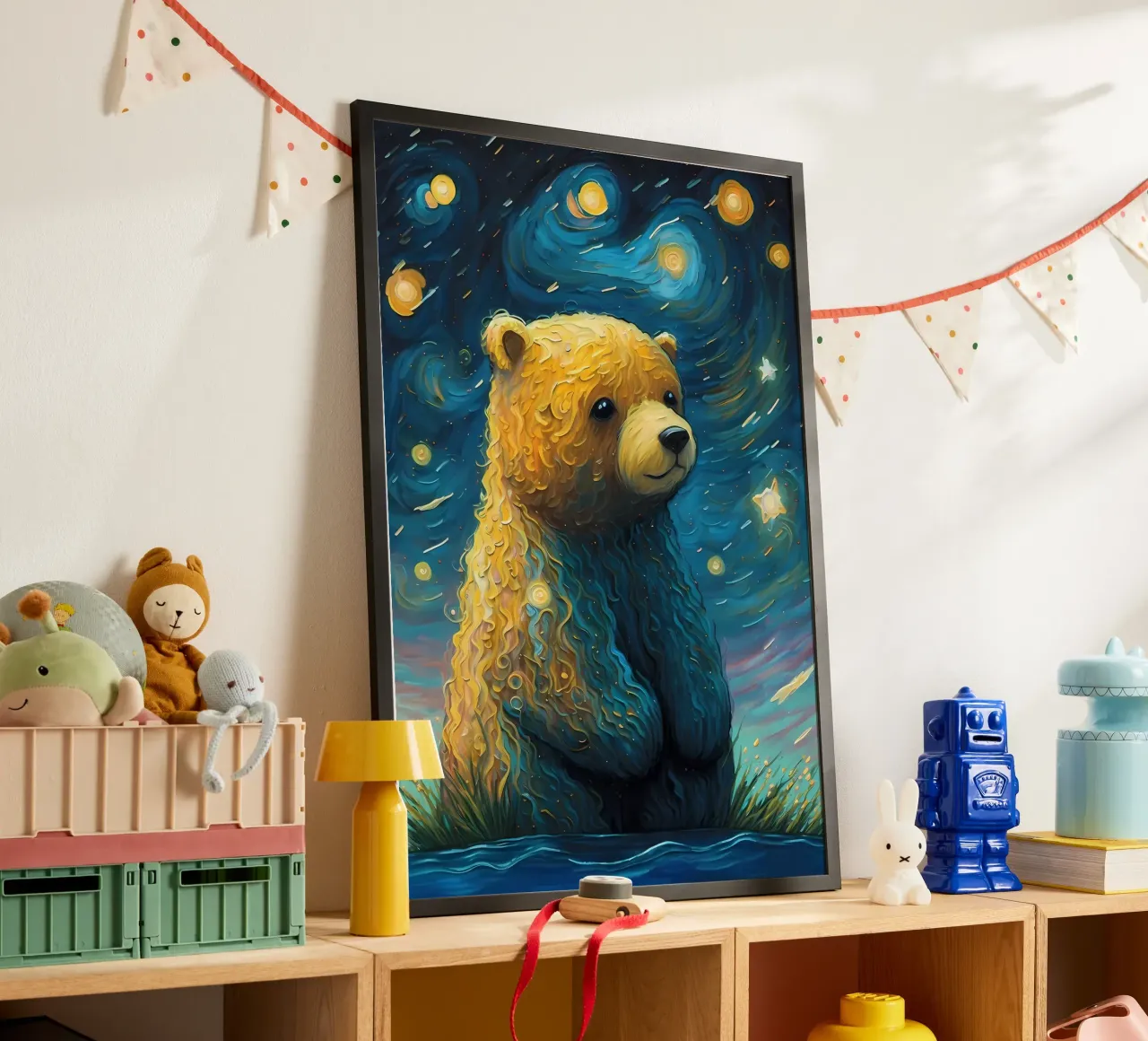 Orso immaginario poster con telaio in legno da Adrian Patel