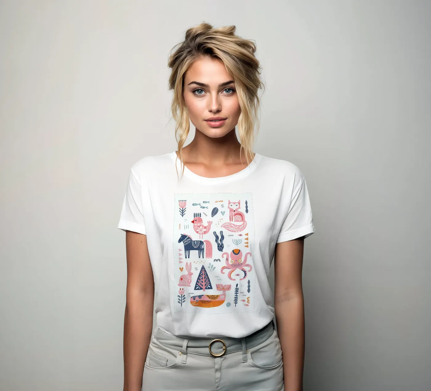 Patchwork Animals t-shirt da donna da Little Flourishes