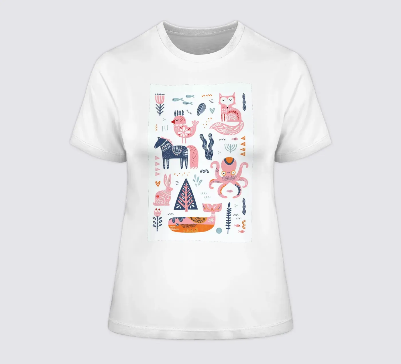 Patchwork Animals dames t-shirt getailleerd van Little Flourishes