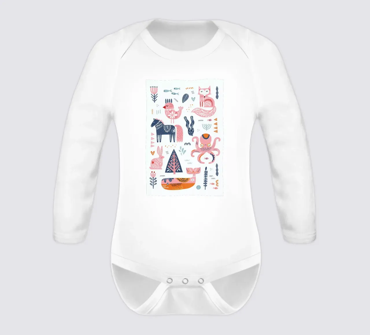 Patchwork Animals body neonato maniche lunghe da Little Flourishes