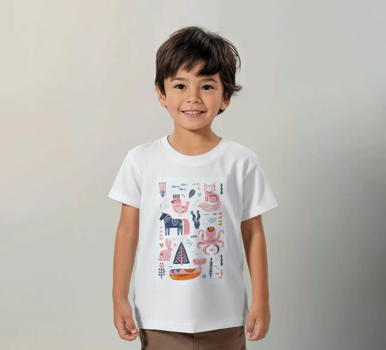 Patchwork Animals Kinder T-Shirt von Little Flourishes